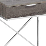 24" Silver And Taupe Wood And Metal End Table With Drawer - Homeroots