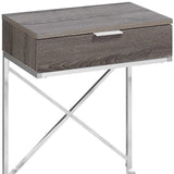 24" Silver And Taupe Wood And Metal End Table With Drawer - Homeroots - Flyclothing LLC