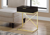 24" Gold And Black Wood And Metal End Table With Drawer - Homeroots - Flyclothing LLC