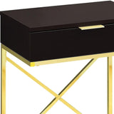 24" Gold And Black Wood And Metal End Table With Drawer - Homeroots
