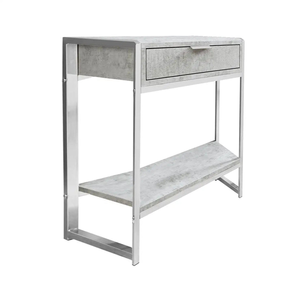 24" Silver And Gray Wood And Metal End Table With Drawer And Shelf - Homeroots - Flyclothing LLC
