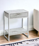 24" Silver And Gray Wood And Metal End Table With Drawer And Shelf - Homeroots