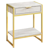 24" Gold And Beige Wood And Metal End Table With Drawer And Shelf - Homeroots - Flyclothing LLC