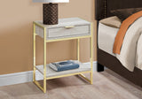 24" Gold And Beige Wood And Metal End Table With Drawer And Shelf - Homeroots - Flyclothing LLC
