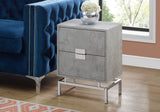 24" Silver And Gray End Table With Two Drawers - Homeroots