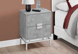 24" Silver And Gray End Table With Two Drawers - Homeroots