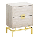 24" Gold And Beige End Table With Two Drawers - Homeroots - Flyclothing LLC