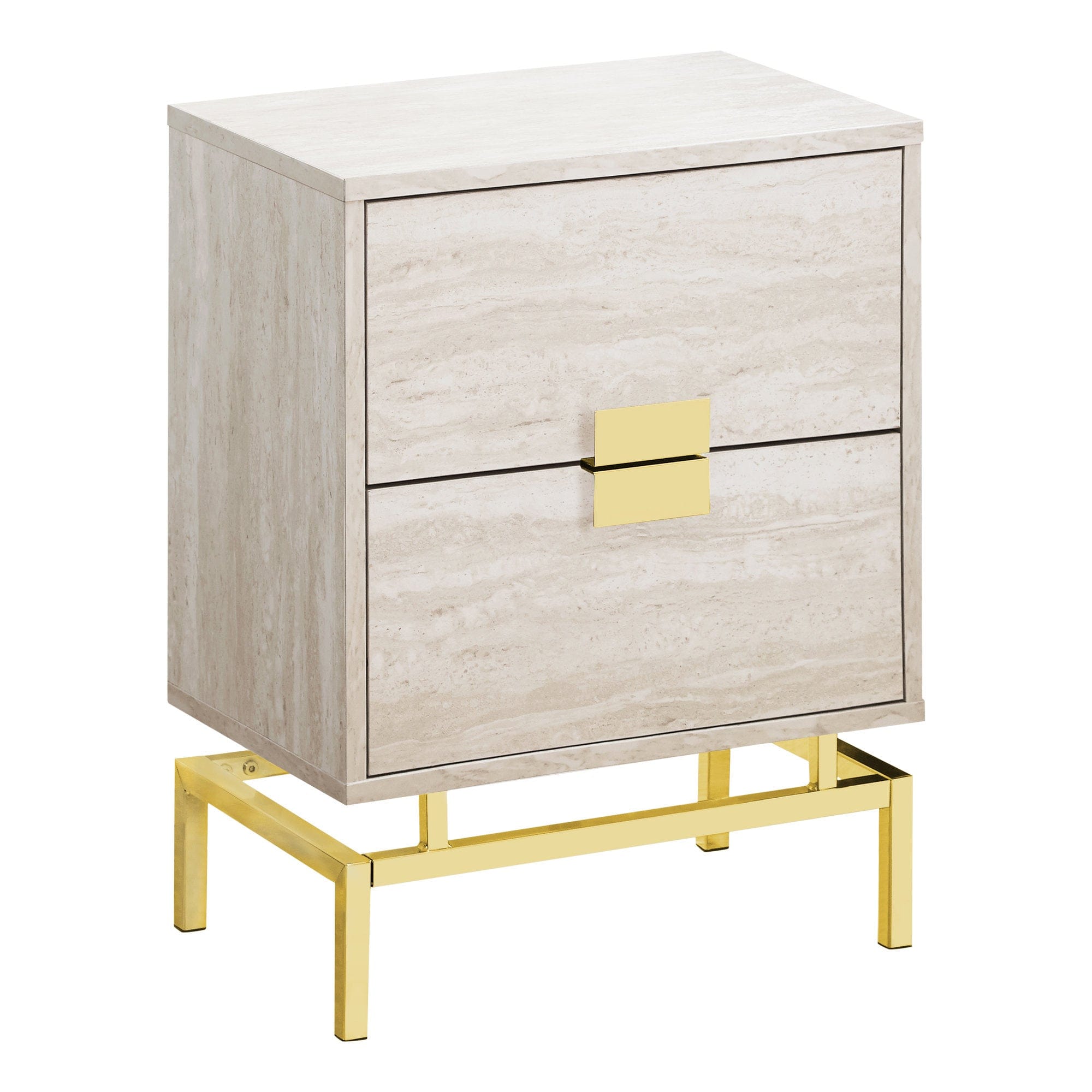 24" Gold And Beige End Table With Two Drawers - Homeroots - Flyclothing LLC