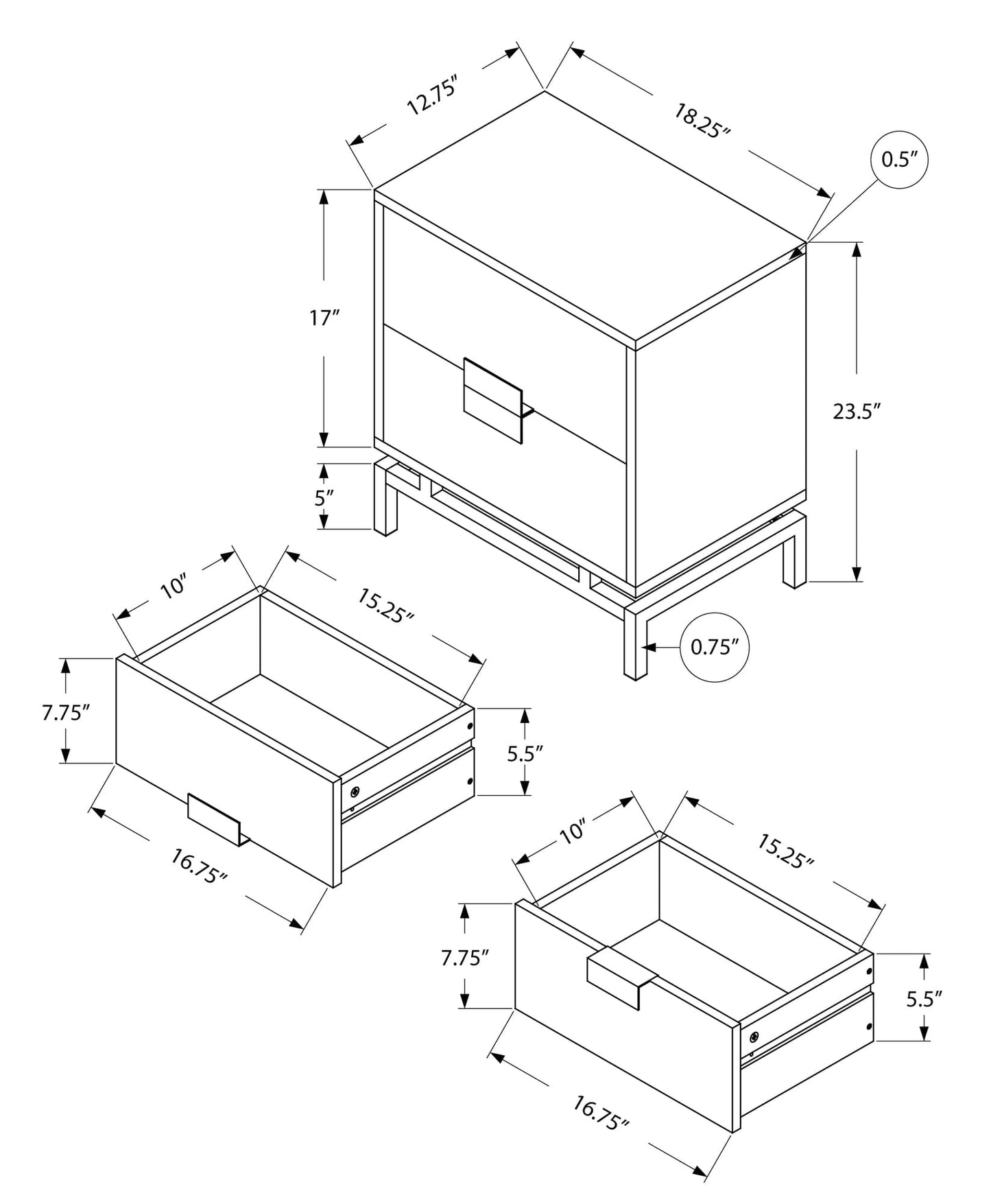 24" Gold And Beige End Table With Two Drawers - Homeroots - Flyclothing LLC