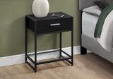 22" Black Glass And Metal End Table With Drawer And Shelf - Homeroots - Flyclothing LLC