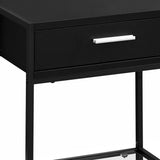 22" Black Glass And Metal End Table With Drawer And Shelf - Homeroots