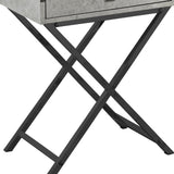 24" Black And Gray Wood And Metal End Table With Drawer - Homeroots