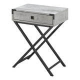 24" Black And Gray Wood And Metal End Table With Drawer - Homeroots
