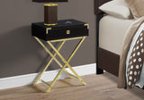 24" Gold And Dark Brown Wood And Metal End Table With Drawer - Homeroots - Flyclothing LLC