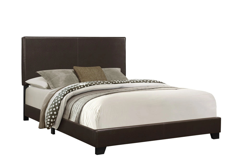 Brown Standard Bed Upholstered With Headboard - Homeroots