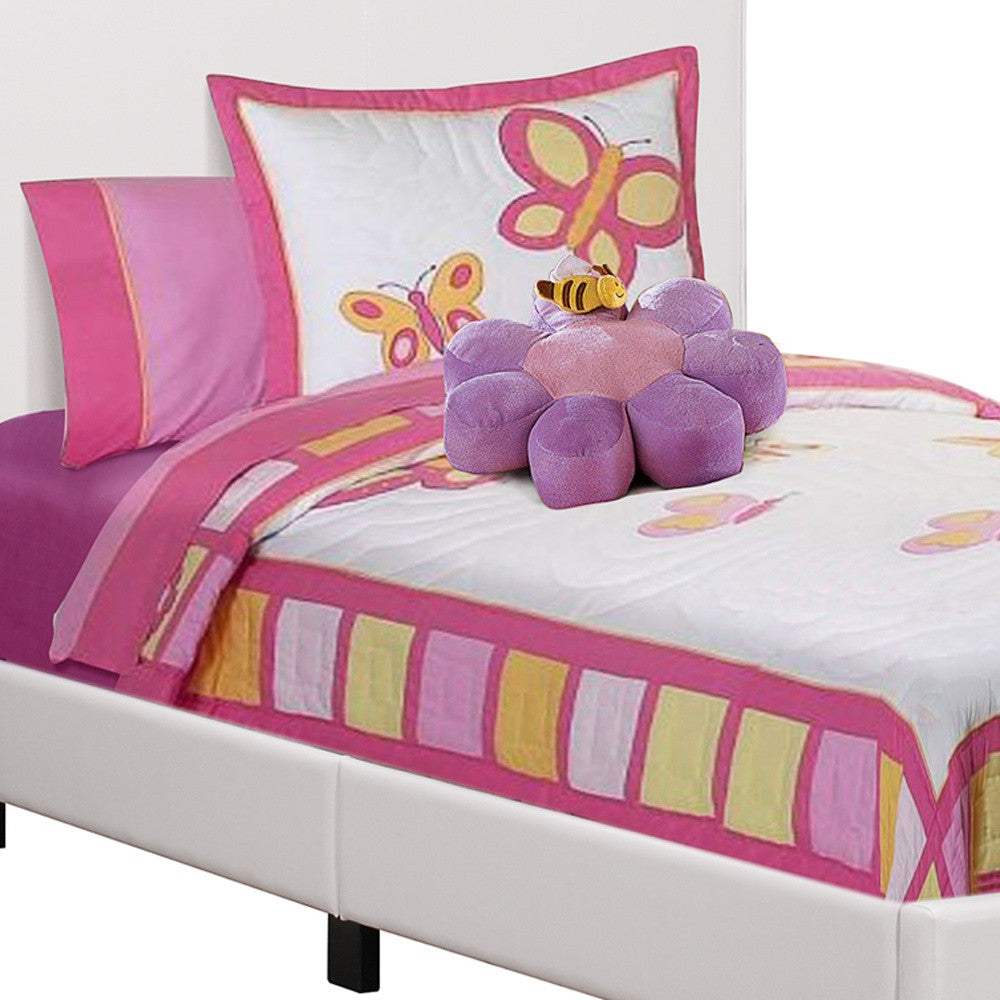 White Solid Wood Twin Upholstered Faux Leather Bed Frame - Homeroots - Flyclothing LLC