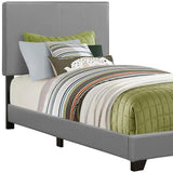 Solid Wood Twin Gray Upholstered Faux Leather Bed - Homeroots