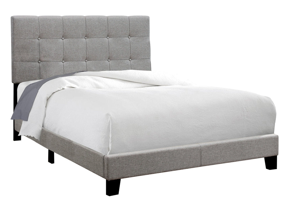 Gray Solid and Manufactured Wood Full Upholstered Linen Bed Frame - Homeroots