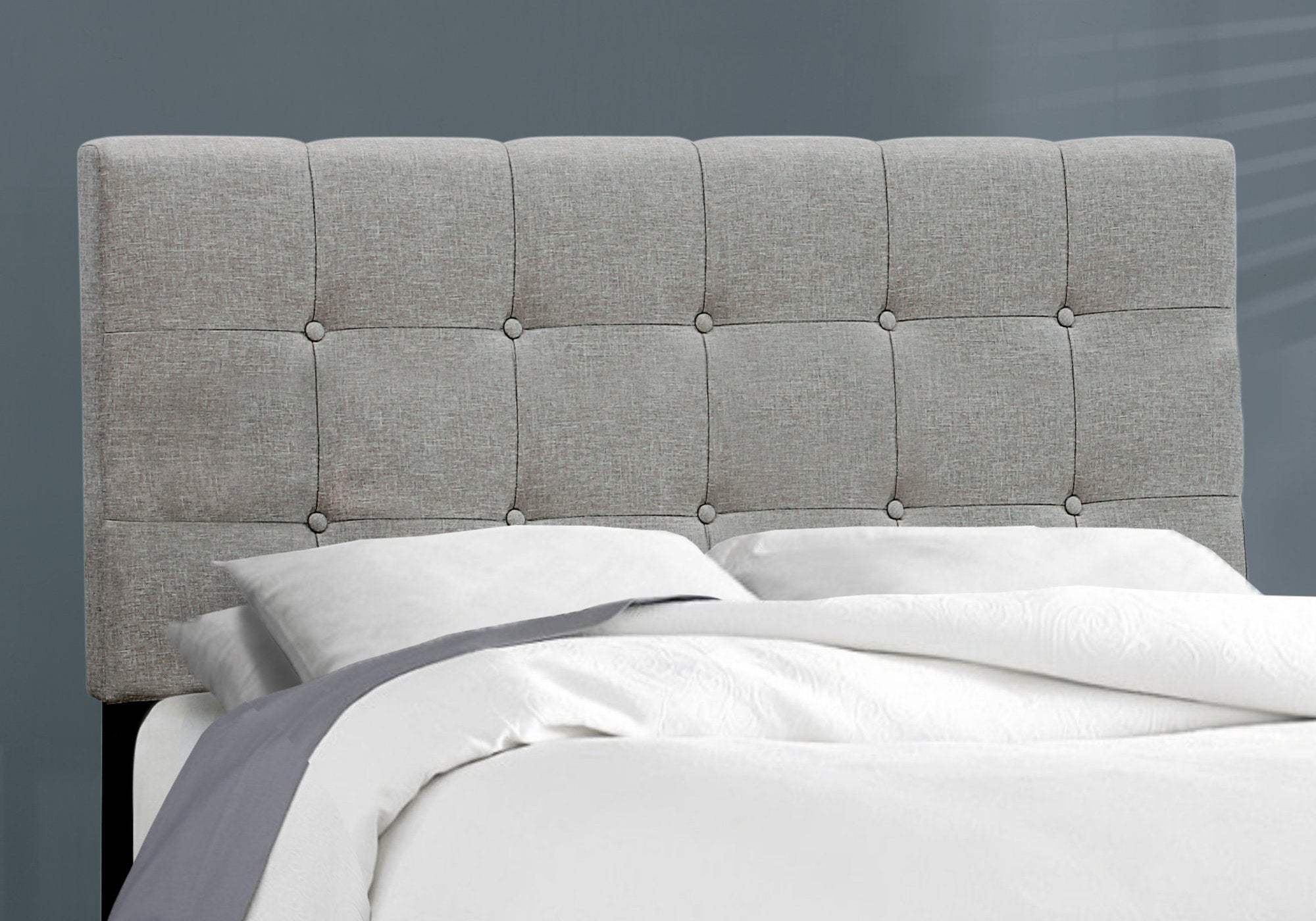 Gray Solid and Manufactured Wood Full Upholstered Linen Bed Frame - Homeroots - Flyclothing LLC