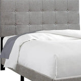 Gray Solid and Manufactured Wood Full Upholstered Linen Bed Frame - Homeroots