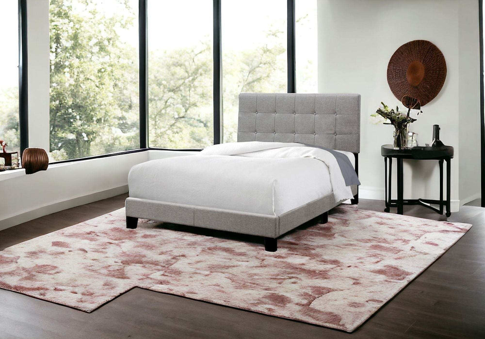 Gray Solid and Manufactured Wood Full Upholstered Linen Bed Frame - Homeroots - Flyclothing LLC