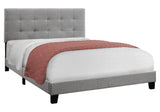 Gray Solid Wood Tufted Upholstered Linen Bed Frame - Homeroots