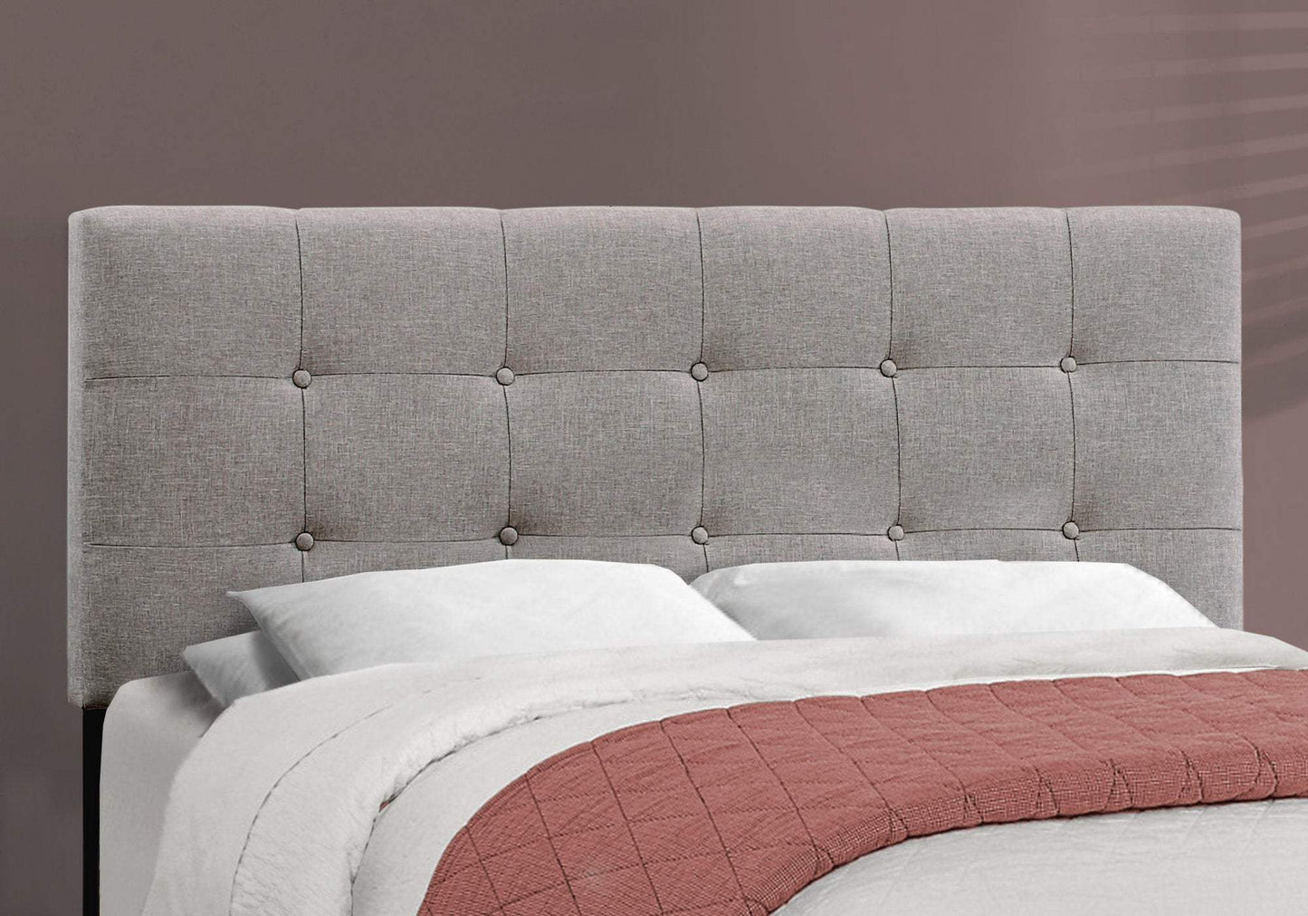 Gray Solid Wood Tufted Upholstered Linen Bed Frame - Homeroots - Flyclothing LLC