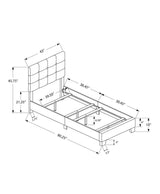 Gray Twin Tufted Upholstered Linen Bed Frame with Nailhead Trim - Homeroots - Flyclothing LLC