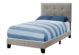 Gray Twin Tufted Upholstered Linen Bed Frame with Nailhead Trim - Homeroots