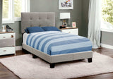 Gray Twin Tufted Upholstered Linen Bed Frame with Nailhead Trim - Homeroots - Flyclothing LLC