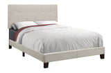 Beige Solid Wood Tufted Upholstered Linen Bed Frame - Homeroots