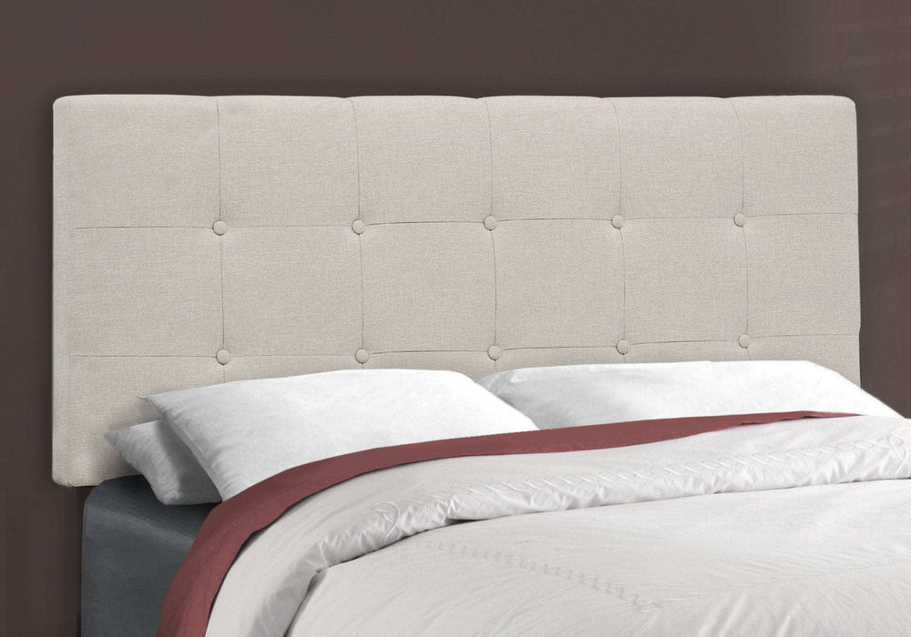 Beige Solid Wood Tufted Upholstered Linen Bed Frame - Homeroots - Flyclothing LLC