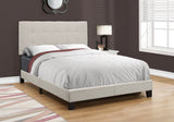 Beige Solid Wood Tufted Upholstered Linen Bed Frame - Homeroots