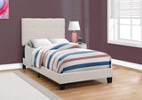 Beige Twin Tufted Upholstered Linen Bed Frame with Nailhead Trim - Homeroots - Flyclothing LLC