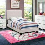 Beige Twin Tufted Upholstered Linen Bed Frame with Nailhead Trim - Homeroots - Flyclothing LLC