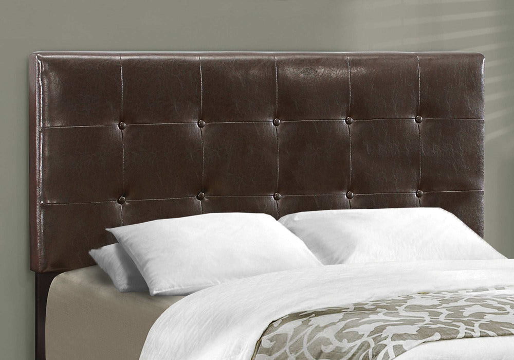 Brown Solid and Manufactured Wood Full Upholstered Faux Leather Bed Frame - Homeroots - Flyclothing LLC