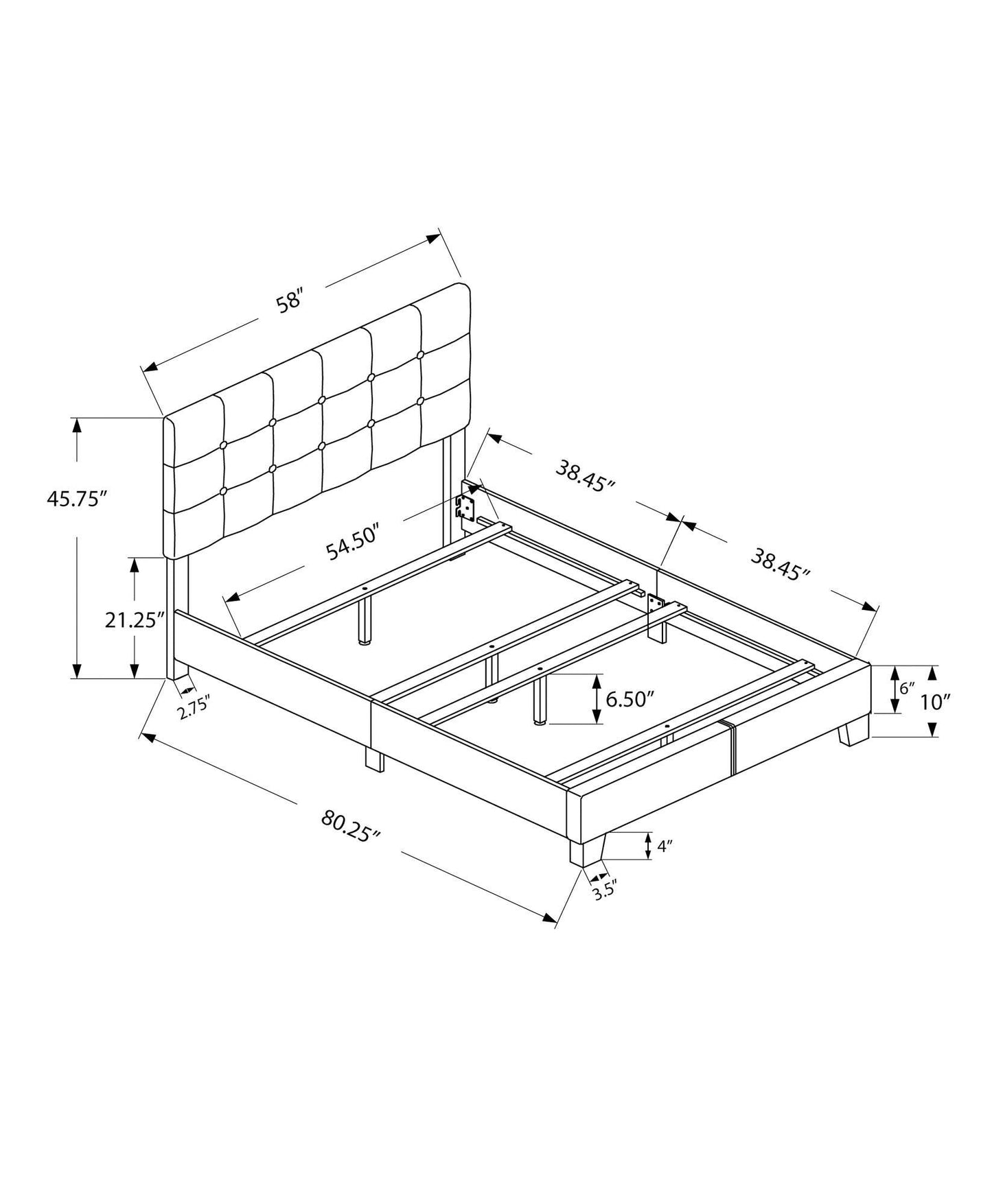 Brown Solid and Manufactured Wood Full Upholstered Faux Leather Bed Frame - Homeroots - Flyclothing LLC