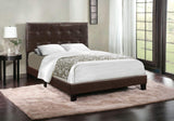 Brown Solid and Manufactured Wood Full Upholstered Faux Leather Bed Frame - Homeroots - Flyclothing LLC