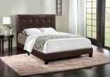 Brown Solid and Manufactured Wood Full Upholstered Faux Leather Bed Frame - Homeroots