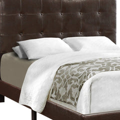 Brown Solid and Manufactured Wood Full Upholstered Faux Leather Bed Frame - Homeroots
