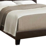 Dark Brown Solid Wood Queen Tufted Upholstered Linen Bed Frame with Nailhead Trim - Homeroots