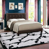 Dark Brown Solid Wood Queen Tufted Upholstered Linen Bed Frame with Nailhead Trim - Homeroots - Flyclothing LLC
