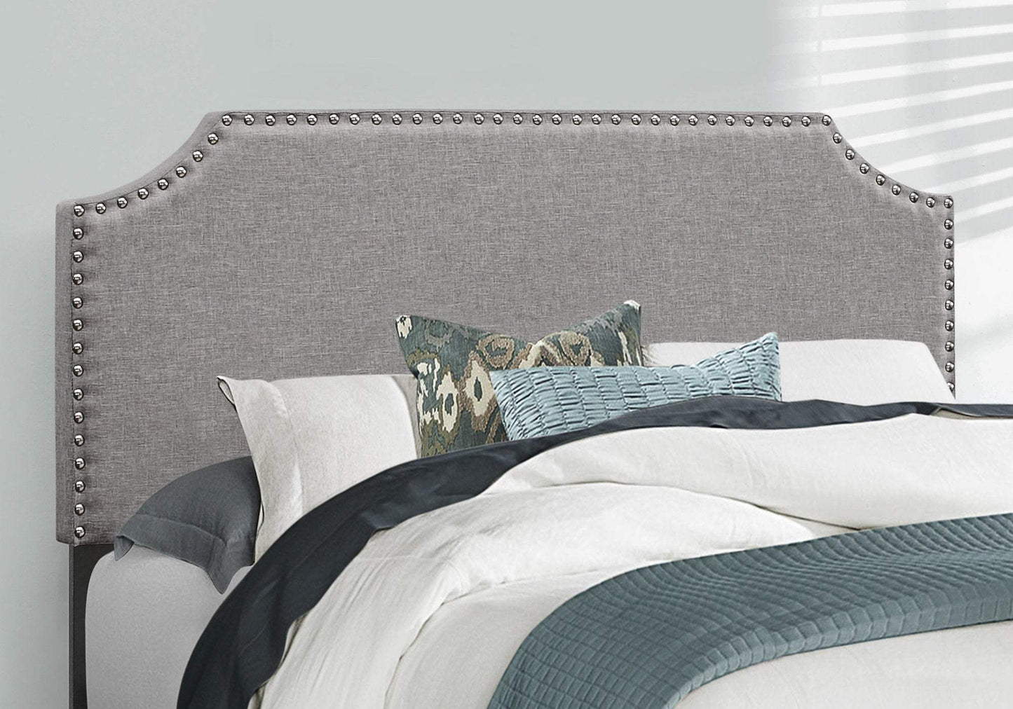 Gray Solid and Manufactured Wood Full Upholstered Faux Leather Bed Frame - Homeroots - Flyclothing LLC