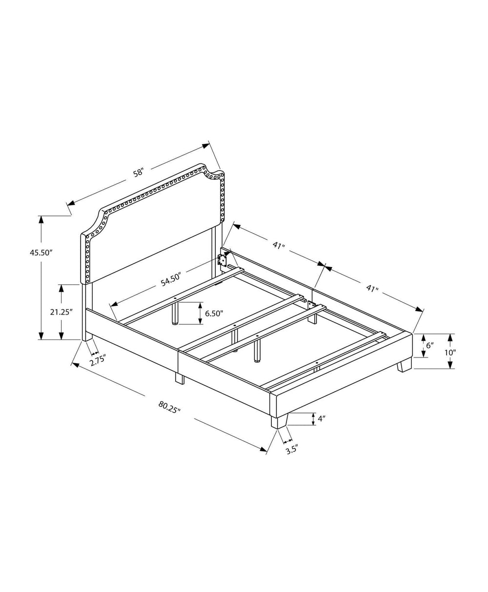Gray Solid and Manufactured Wood Full Upholstered Faux Leather Bed Frame - Homeroots - Flyclothing LLC
