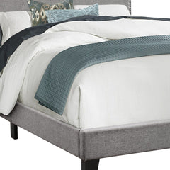 Gray Solid and Manufactured Wood Full Upholstered Faux Leather Bed Frame - Homeroots