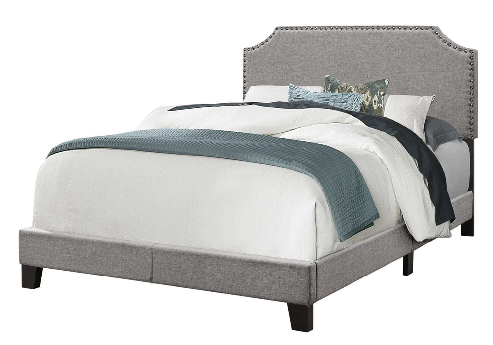 Gray Solid and Manufactured Wood Full Upholstered Faux Leather Bed Frame - Homeroots - Flyclothing LLC