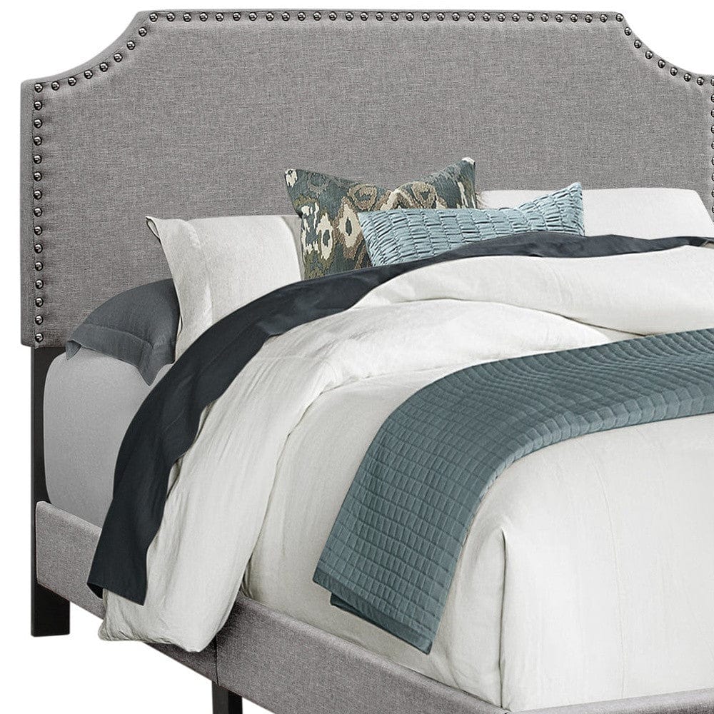 Gray Solid and Manufactured Wood Full Upholstered Faux Leather Bed Frame - Homeroots