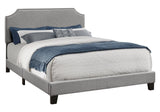 Gray Standard Bed Upholstered With Nailhead Trim And With Headboard - Homeroots