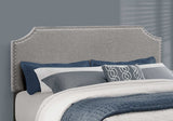 Gray Standard Bed Upholstered With Nailhead Trim And With Headboard - Homeroots - Flyclothing LLC