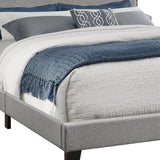 Gray Standard Bed Upholstered With Nailhead Trim And With Headboard - Homeroots